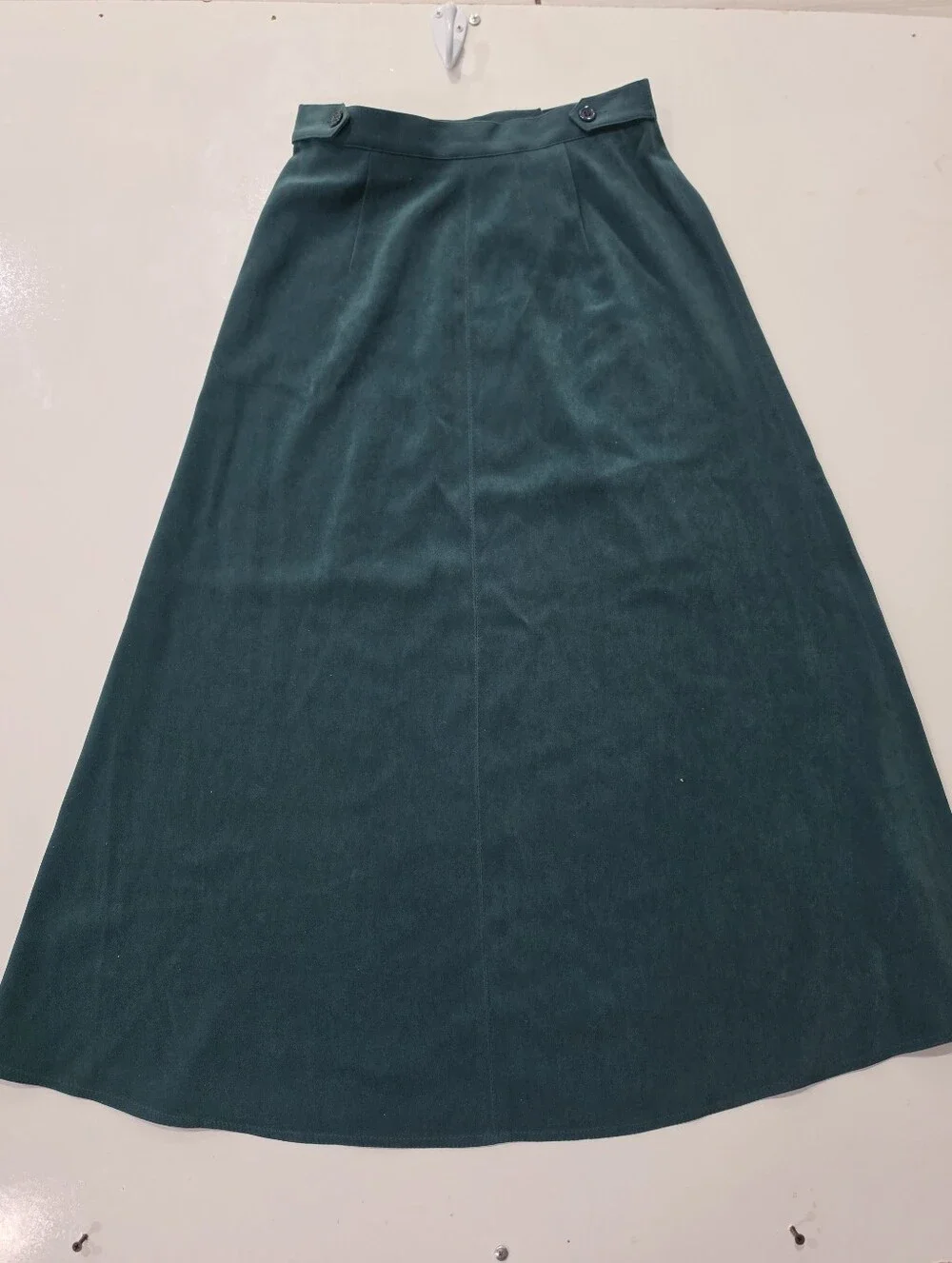 NWT Vintage Talbots Emerald Grn Velvet A-Line Midi Skirt Side Button Waist Sz 4